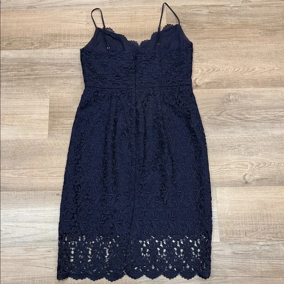 J. Crew Elegant Navy Spaghetti Strap Lace Dress, Size 6 - Picture 3 of 3